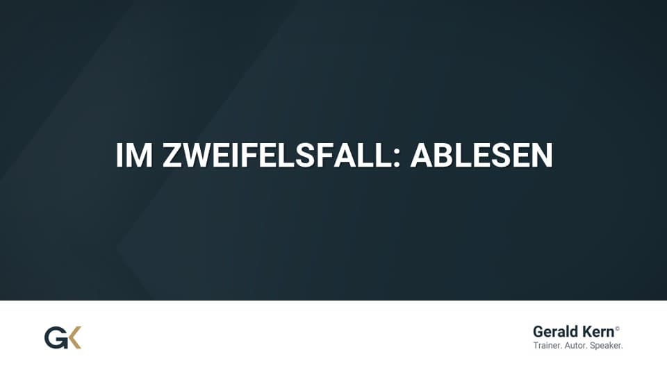 Hinweis zur Vortragstechnik bei Trauerreden: Wenn die Emotionen zu stark sind oder Unsicherheit besteht, darf die Rede bedenkenlos abgelesen werden.